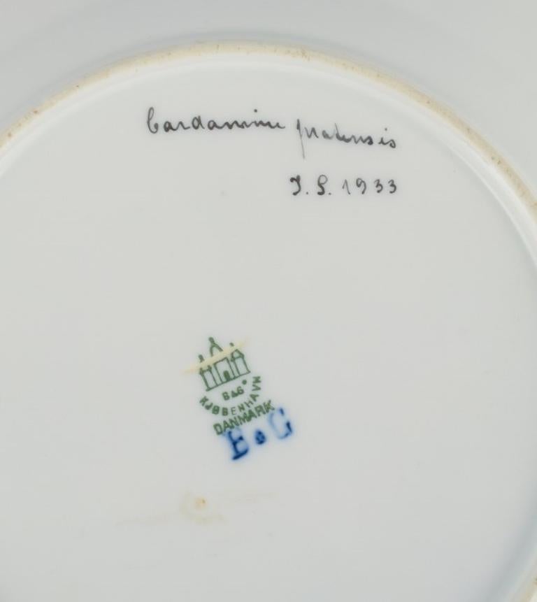 Mid-20th Century Bing and Grøndahl, Four Porcelain Plates in Flora Danica Style