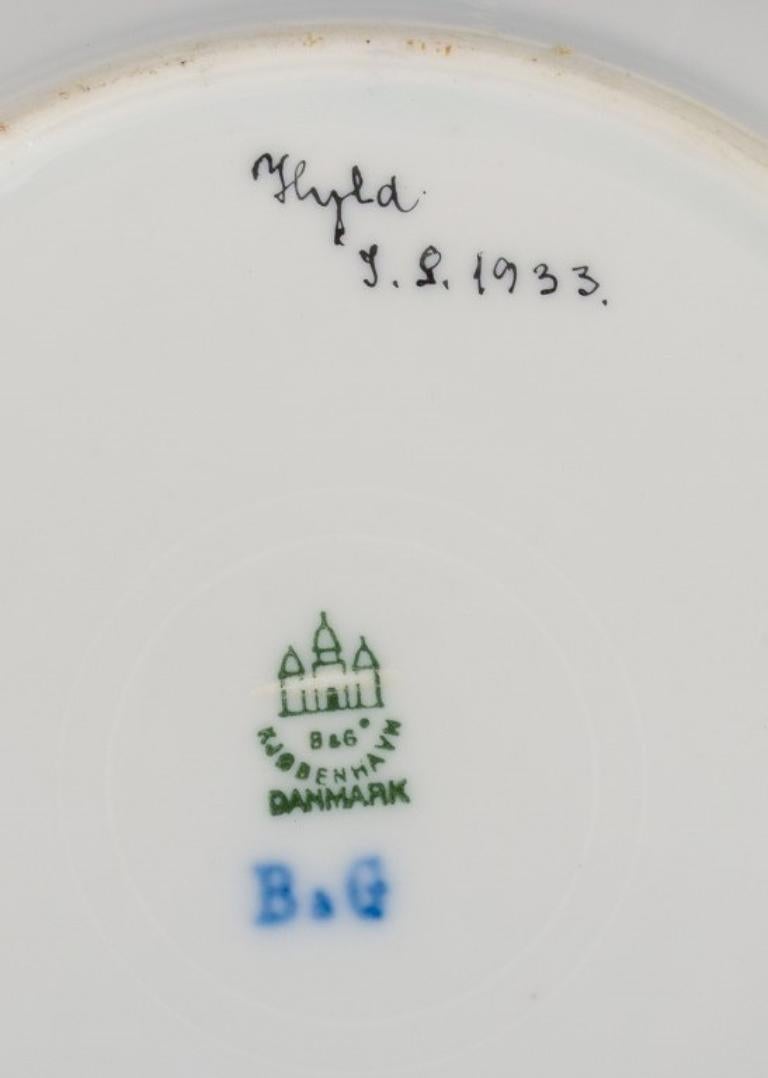Danish Bing and Grøndahl, Three Deep Porcelain Plates in Flora Danica Style
