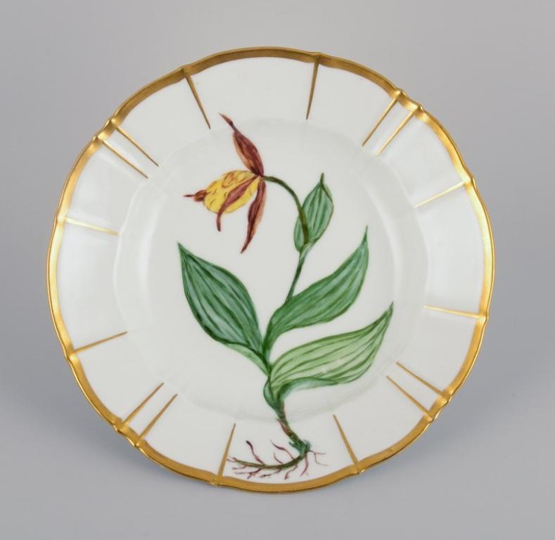 Danish Bing and Grøndahl, Two Deep Porcelain Plates in Flora Danica Style