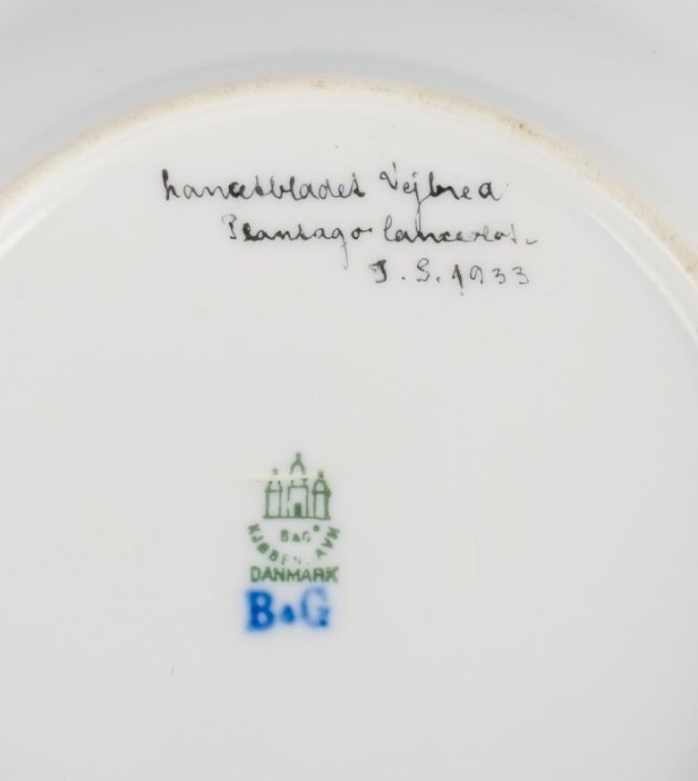 Mid-20th Century Bing and Grøndahl, Two Deep Porcelain Plates in Flora Danica Style