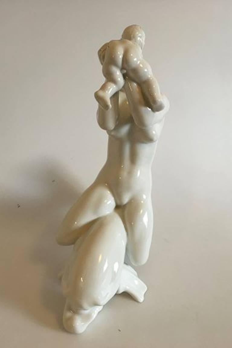 Art Nouveau Bing and Grondahl B&G 4057 Woman on Dolphin Kissing Child Kai Nielsen For Sale