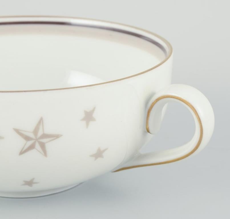 Glazed Bing and Grondahl, ”Milky Way”.  Five teacups with saucers. Approx. 1930s For Sale