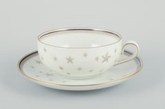 Bing and Grondahl, “Milky Way”.  Six teacups with saucers. Approx. 1930s