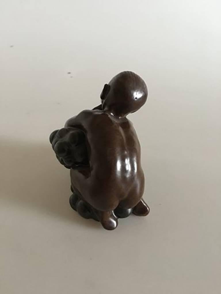 Art Nouveau Bing and Grondahl Stoneware Figurine Boy with Grapes by Kai Nielsen #2 For Sale