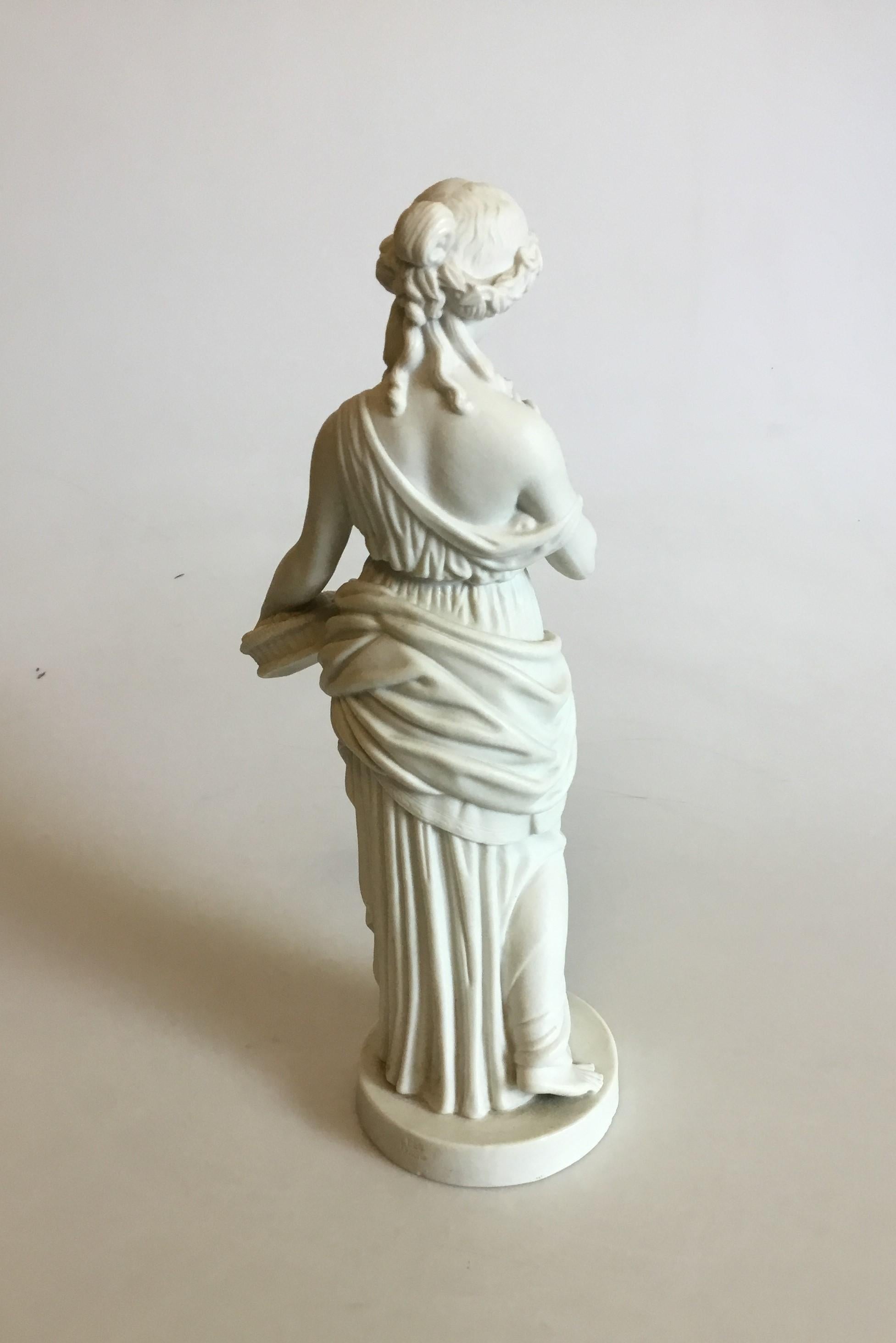 Art Nouveau Bing & Grøndahl Biscuit Figurine of Standing Woman with Flower Basket For Sale