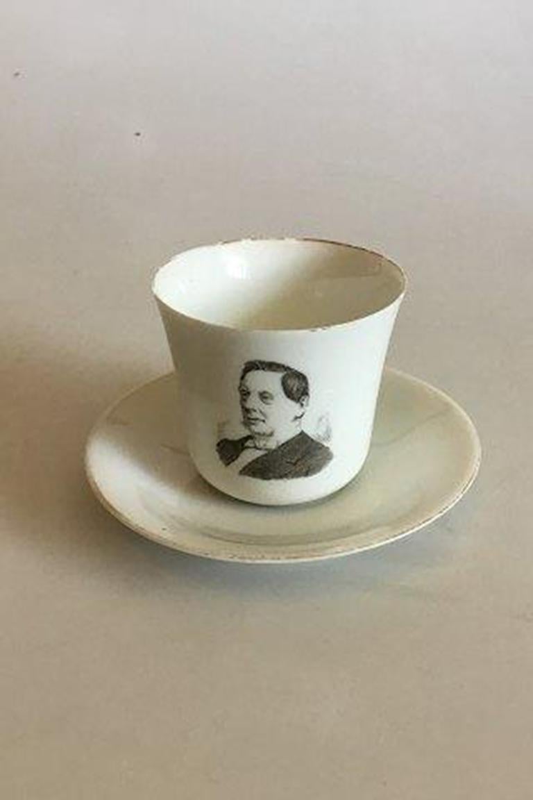 Porcelain Bing & Grøndahl 6 Coffee Cups with Portraits of Politicians For Sale