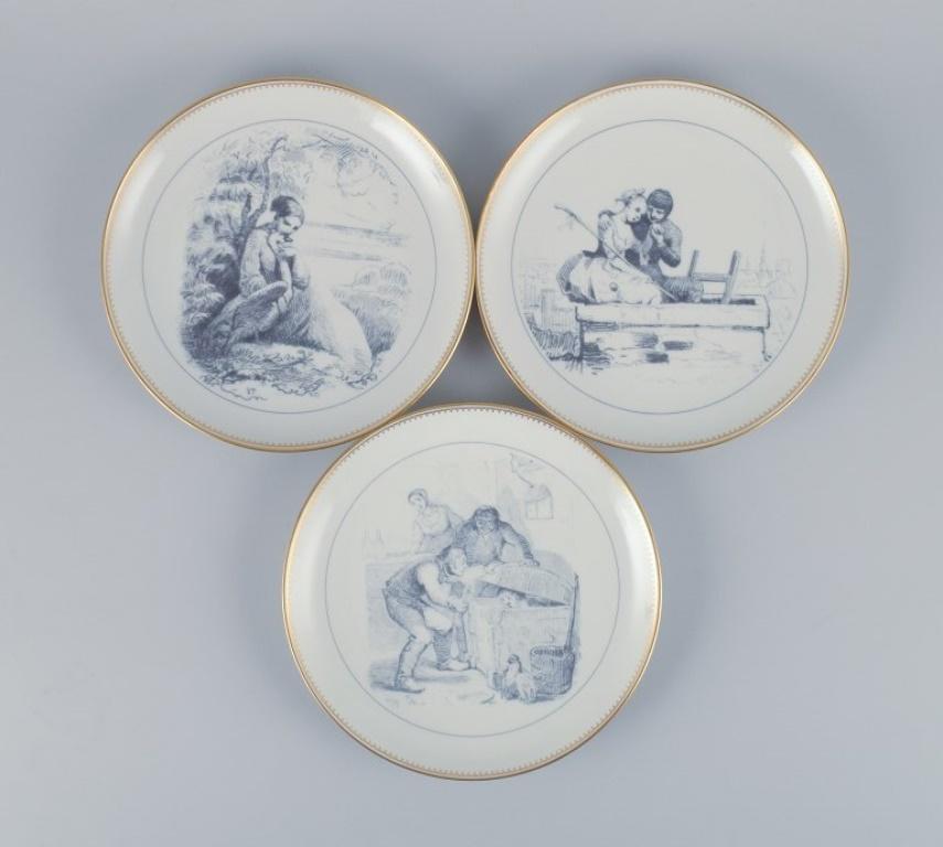 Danish Bing & Grøndahl, a set of eleven porcelain plates with H. C. Andersen motifs. For Sale
