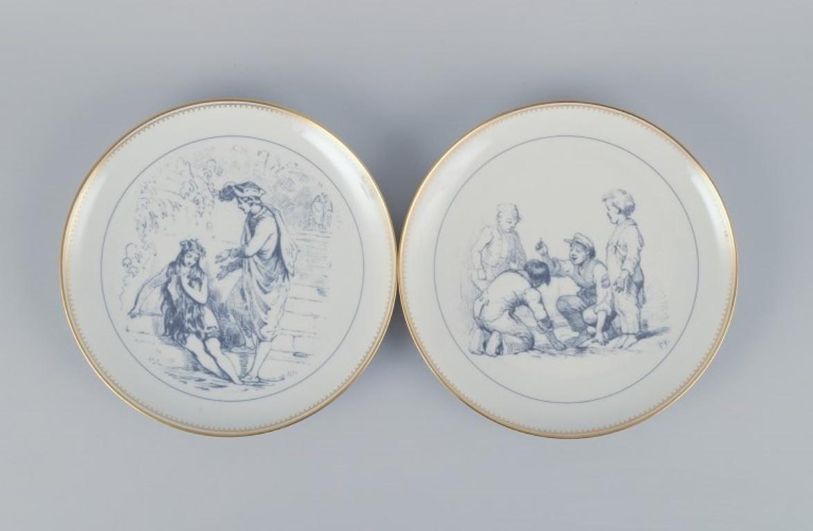 Late 20th Century Bing & Grøndahl, a set of eleven porcelain plates with H. C. Andersen motifs. For Sale