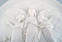 Bing & Grøndahl after Thorvaldsen, Antique Biscuit Wall Plaque with Angels