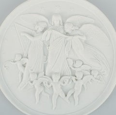 Bing & Grøndahl After Thorvaldsen, Antique Biscuit Wall Plaque with Angels