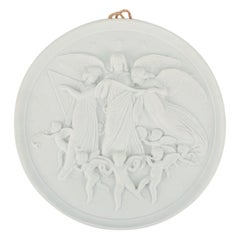Bing & Grøndahl After Thorvaldsen, Antique Biscuit Wall Plaque with Angels