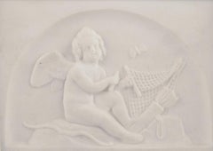 Bing & Grøndahl. Amor makes a net. Biscuit relief after Bertel Thorvaldsen.