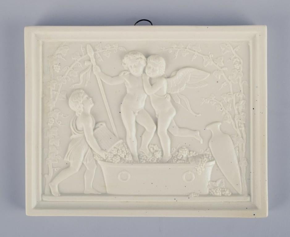 Bing & Grøndahl and Royal Copenhagen.
A set of five wall reliefs after Thorvaldsen.
From the 1870s/1880s.
Marked.
In good condition, all with older professionally executed restorations.
Three are discoloured.
Largest Dimensions: Length 18.0 cm x