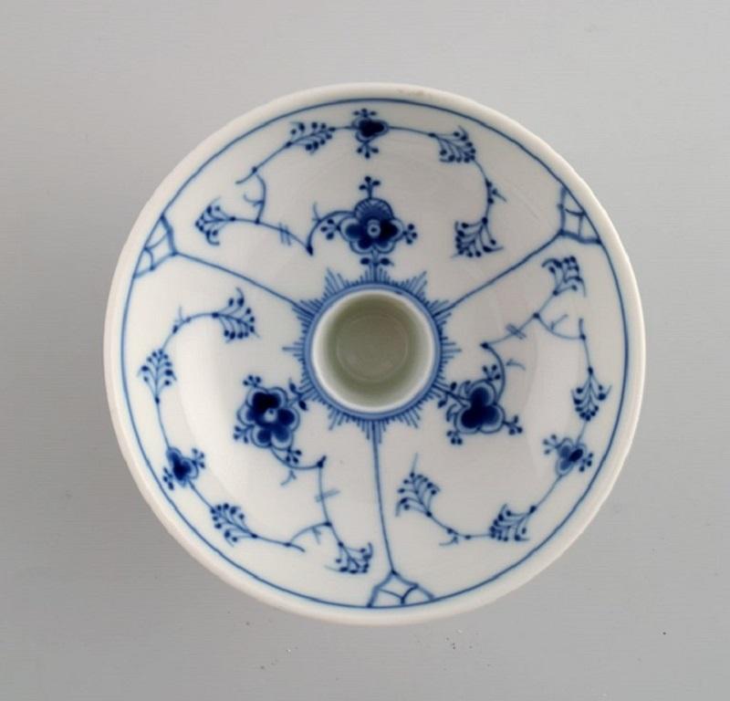 Bing & Grøndahl Blue Fluted Candle Holder in Hand-Painted Porcelain. 1970s In Excellent Condition In Copenhagen, DK