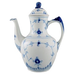 Vintage Bing & Grøndahl Blue Fluted Coffee Pot. Model Number 413, Mid-20th Century
