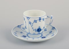 Bing & Grøndahl Blue Fluted pattern. Five coffee cups with saucers.