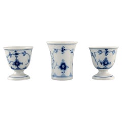Antique Bing & Grøndahl Blue Fluted Vase and Two Egg Cups, 1920/30's