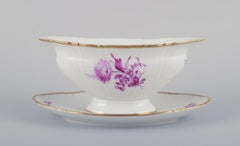 Bing & Grøndahl, Denmark. Hand-painted sauce boat with floral decorations