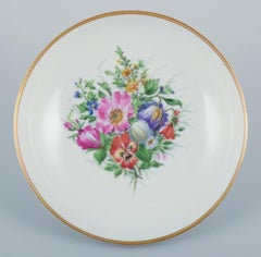 Bing & Grøndahl, hand-painted sauceboat and bowl decorated with flowers