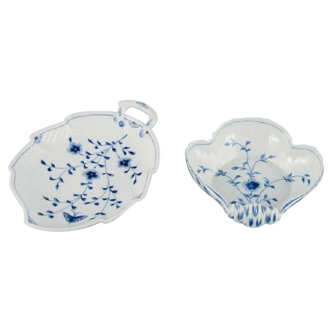 Bing & Grøndahl, Kipling and Butterfly, Clam-Shaped Bowl and Leaf-Shaped Dish