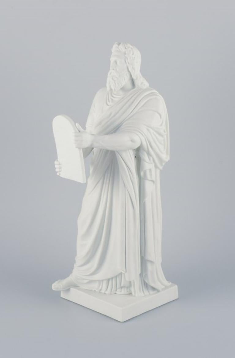 Neoclassical Bing & Grøndahl, large and impressive biscuit sculpture depicting Moses. For Sale