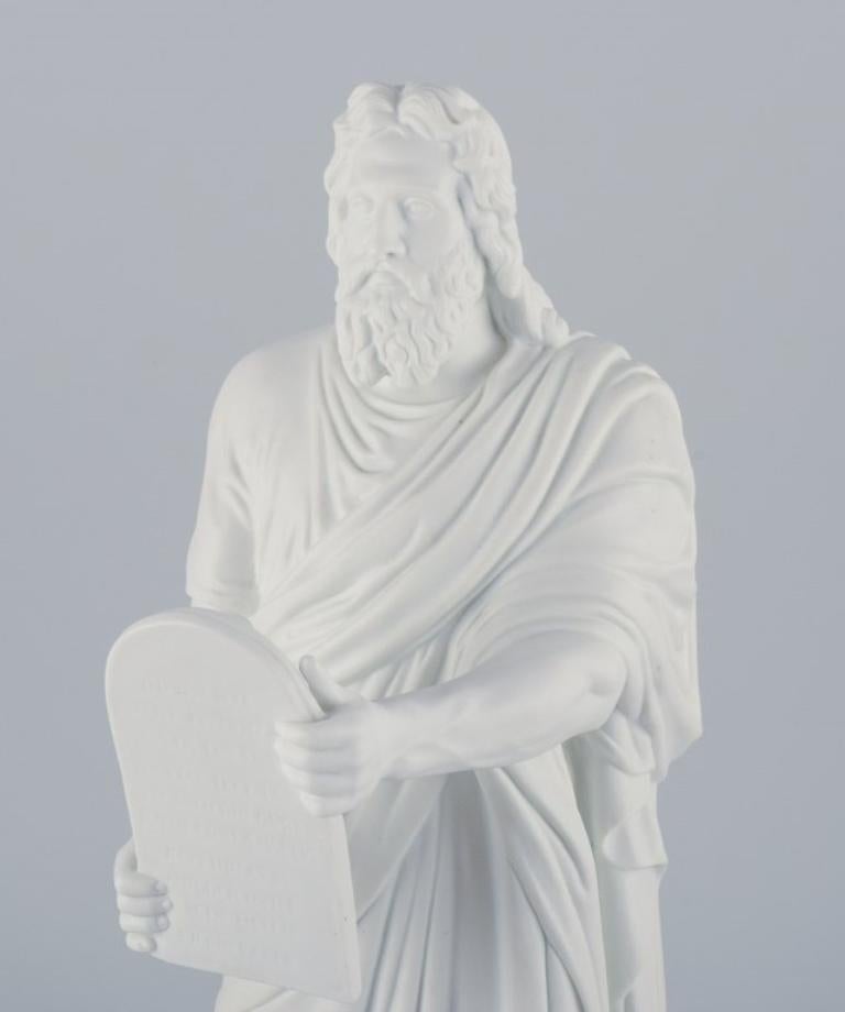 Danish Bing & Grøndahl, large and impressive biscuit sculpture depicting Moses. For Sale