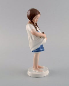 Bing & Grøndahl Porcelain Figure, Girl with a Cat, 1970s