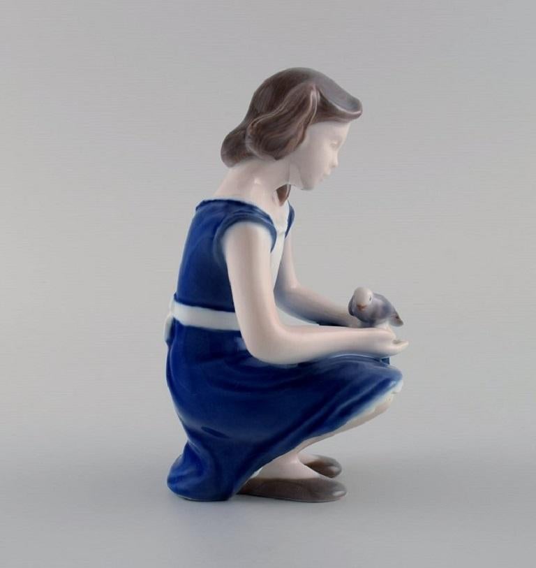 Danish Bing & Grøndahl Porcelain Figure, Girl with Dove, Model Number 2340 For Sale