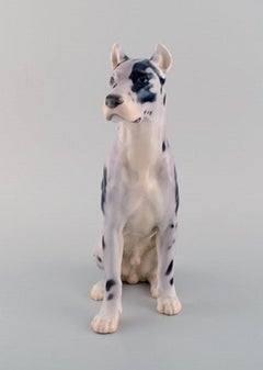 Bing & Grøndahl Porcelain Figure, Sitting Great Dane, 1920s