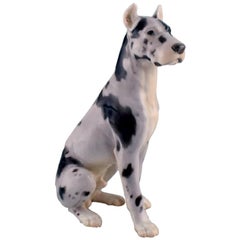 Bing & Grøndahl Porcelain Figure, Sitting Great Dane, 1920s