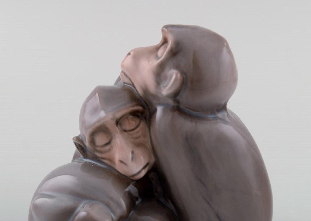 Bing & Grøndahl Porcelain Figure, Sleeping Monkeys, Model Number 1581 In Excellent Condition In Copenhagen, DK