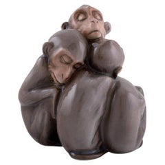 Bing & Grøndahl Porcelain Figure, Sleeping Monkeys, Model Number 1581