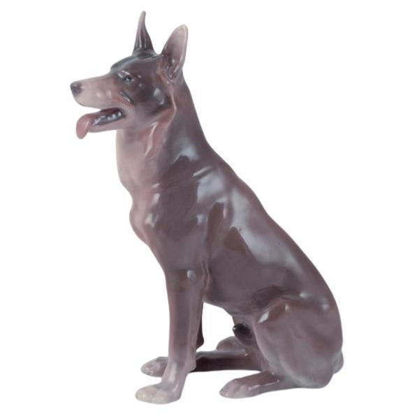 Bing & Grøndahl, Porzellanfigur eines sitzenden Deutschen Schäferhundes.