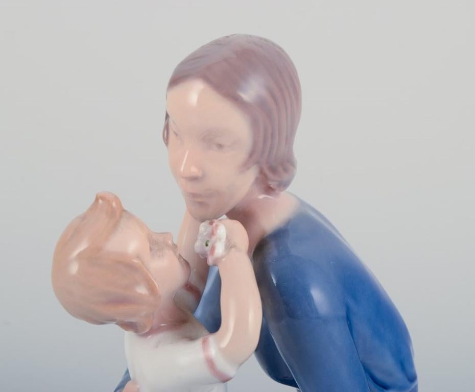 Glazed Bing & Grøndahl, rare figurine of mother and daughter. Model number 2255. For Sale