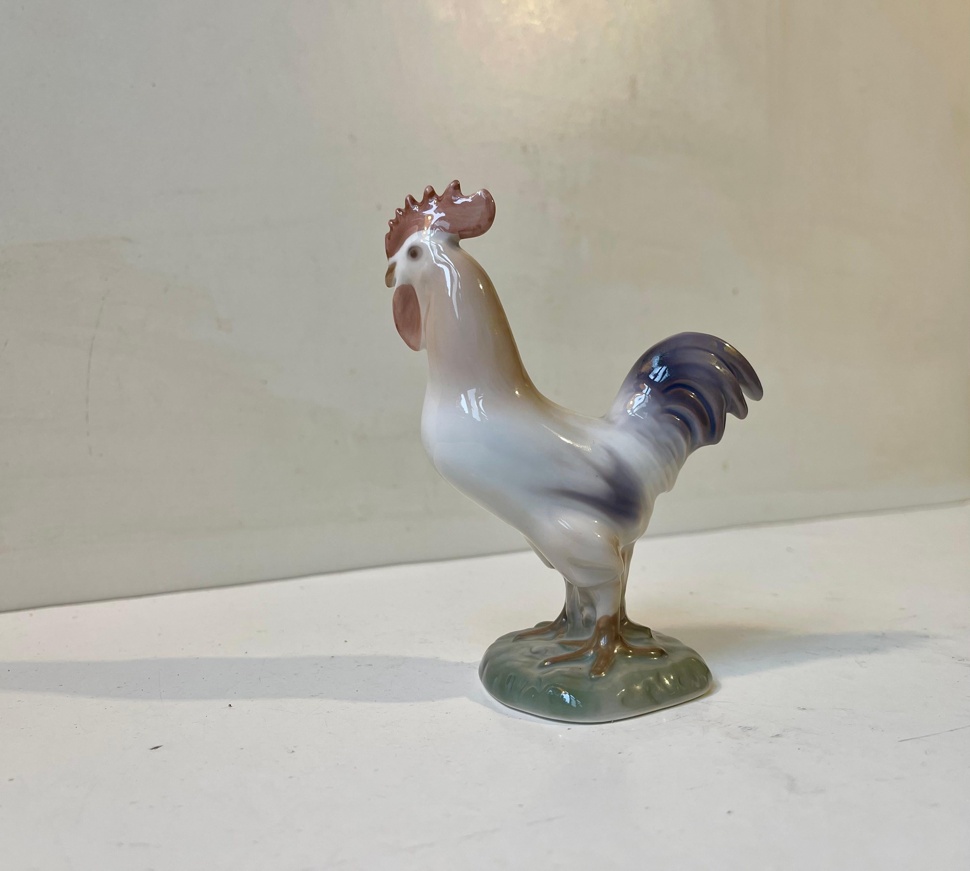 Danish Bing & Grøndahl Rooster Figurine in Glazed Porcelain For Sale