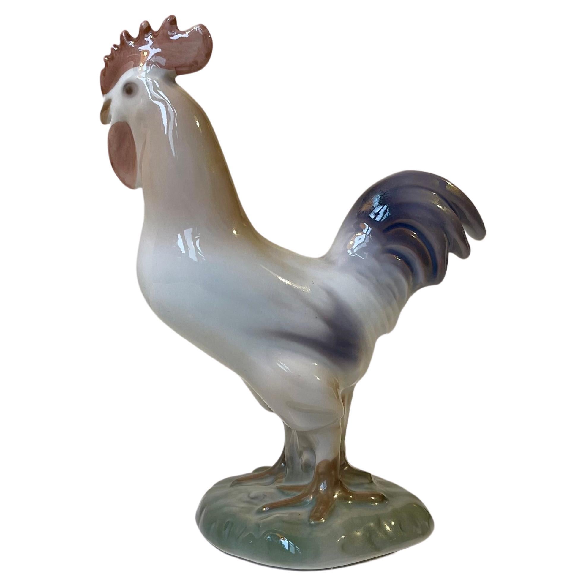 Bing & Grøndahl Rooster Figurine in Glazed Porcelain For Sale