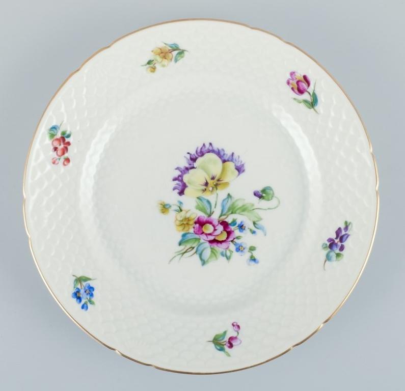 Early 20th Century Bing & Grøndahl, Saxon Flower, a set of five lunch plates. Approx. 1920/30s.  For Sale