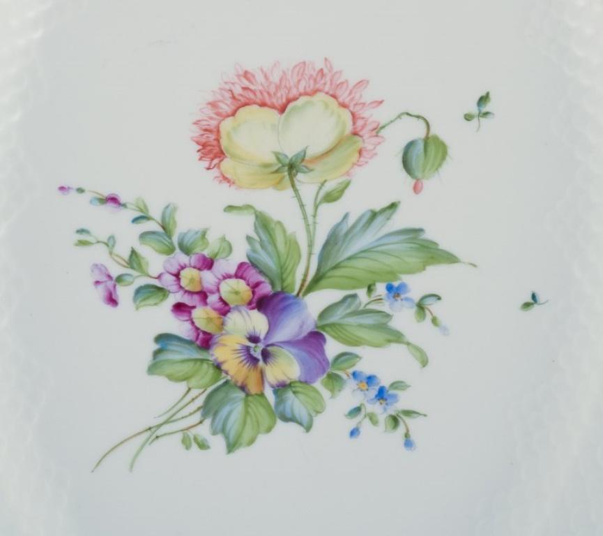 Danish Bing & Grøndahl, Saxon Flower, large oval serving platter. Hand-painted. For Sale