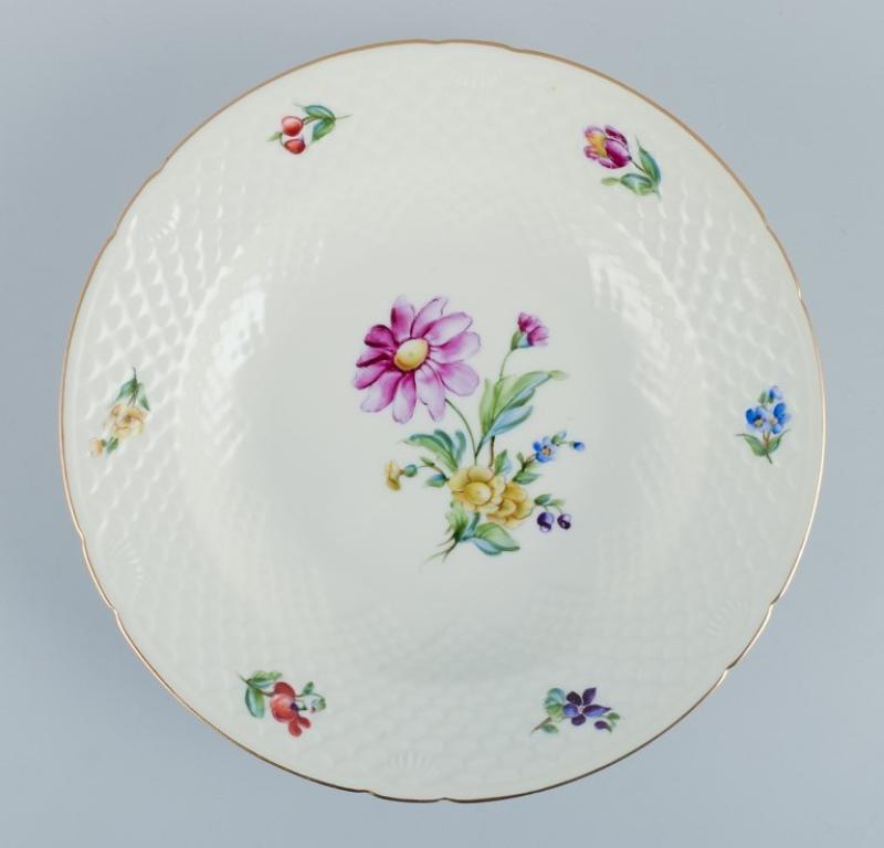 Danish Bing & Grøndahl, Saxon Flower, set of six deep plates in porcelain For Sale