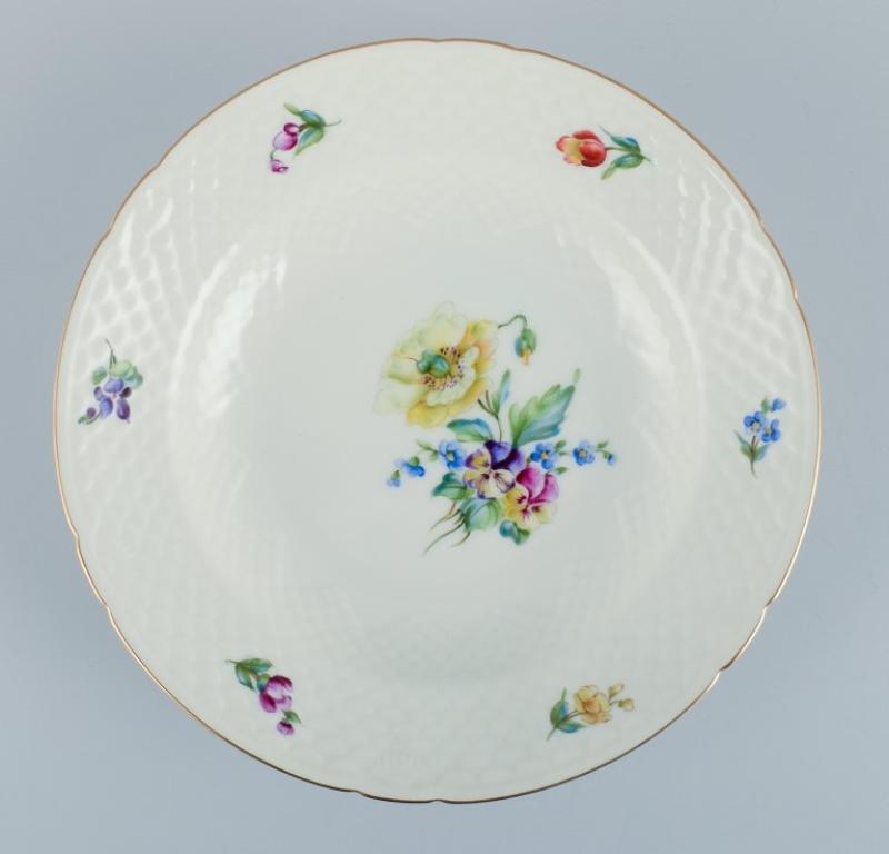 Porcelain Bing & Grøndahl, Saxon Flower, set of six deep plates in porcelain For Sale
