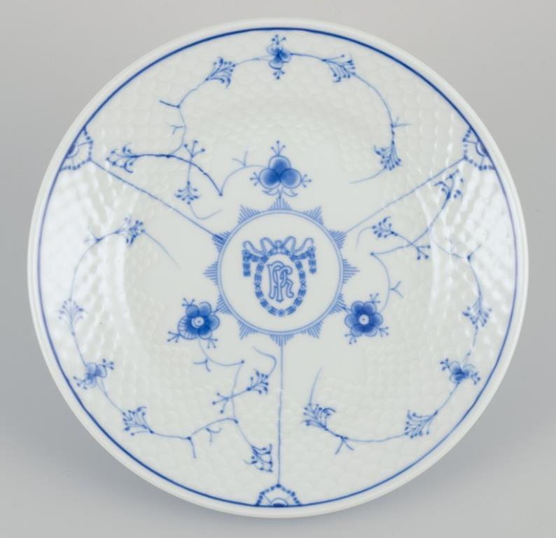 Danish Bing & Grøndahl. Set of four Blue Fluted plates. Hotel/restaurant porcelain.
