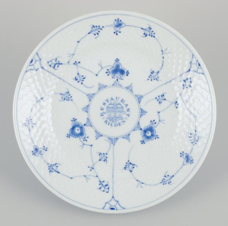 Hand-Painted Bing & Grøndahl. Set of four Blue Fluted plates. Hotel/restaurant porcelain.