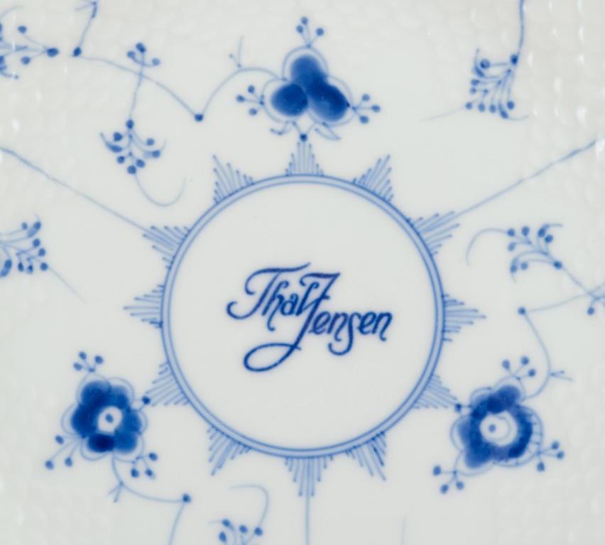 Mid-20th Century Bing & Grøndahl. Set of four Blue Fluted plates. Hotel/restaurant porcelain.