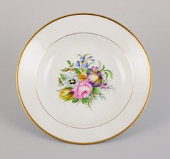 Bing & Grøndahl, six deep plates in porcelain hand-painted with flowers