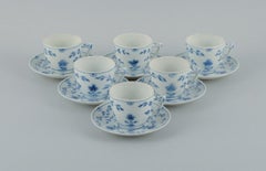Bing & Grøndahl, Six Hand-Painted Kipling Coffee Cups with Matching Saucers