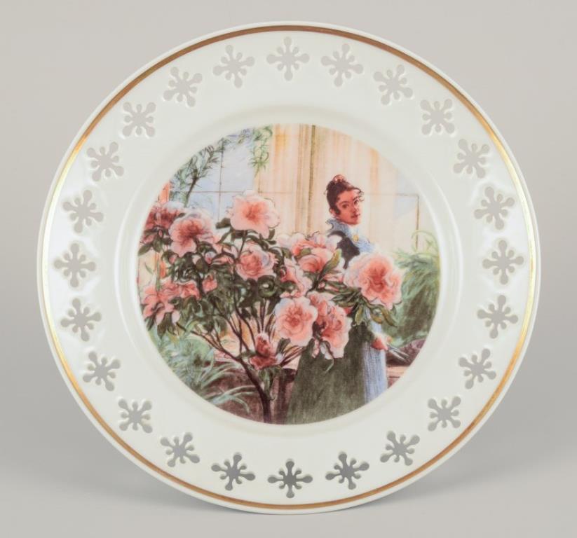 Bing & Grøndahl, Denmark. A set of six porcelain plates featuring motifs from Carl Larssons paintings. Reticulated rim.
Approximately 1960s.
Limited edition.
Marked.
Perfect condition.
First factory quality.
Dimensions: Diameter 21.7 cm x Height 3.2