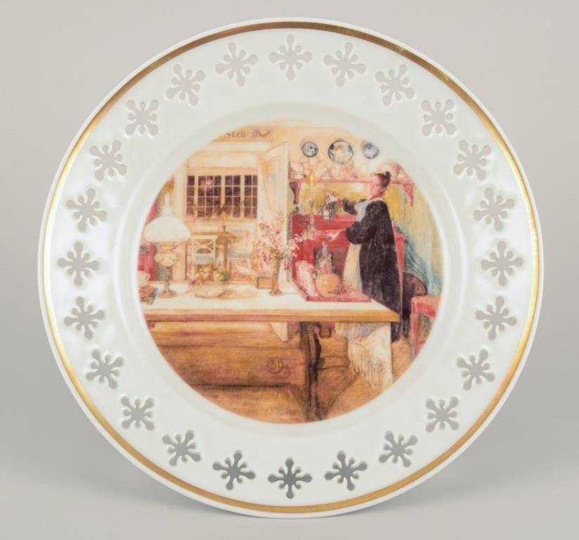 Danish Bing & Grøndahl. Six porcelain plates with motifs from Carl Larssons paintings. For Sale