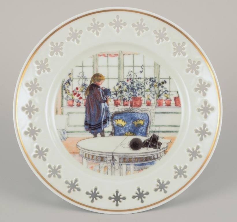 Danish Bing & Grøndahl. Six porcelain plates with motifs from Carl Larssons paintings. For Sale