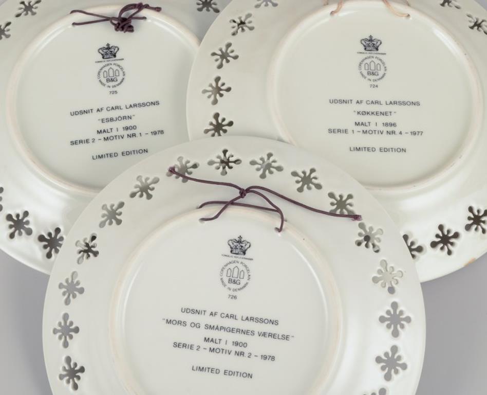 Porcelain Bing & Grøndahl. Six porcelain plates with motifs from Carl Larssons paintings. For Sale