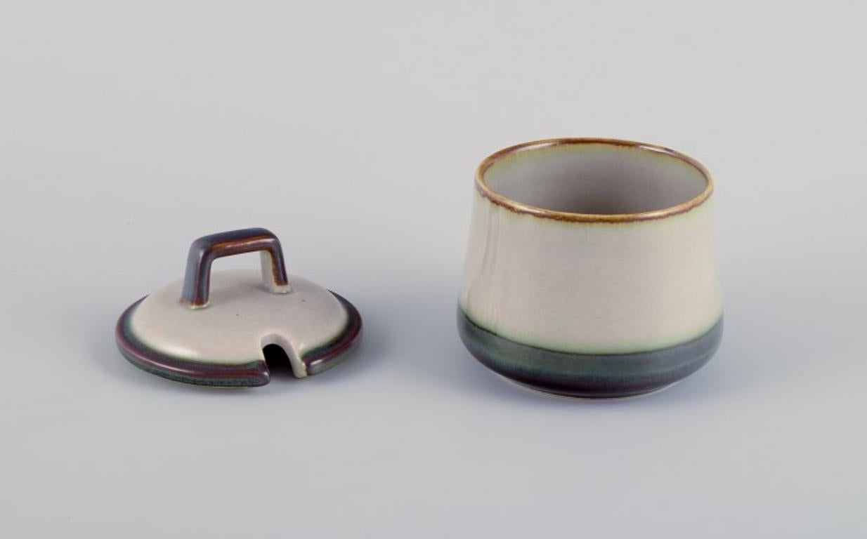 Glazed Bing & Grøndahl, Tema, a creamer and a sugar bowl in stoneware.  1970s.  For Sale